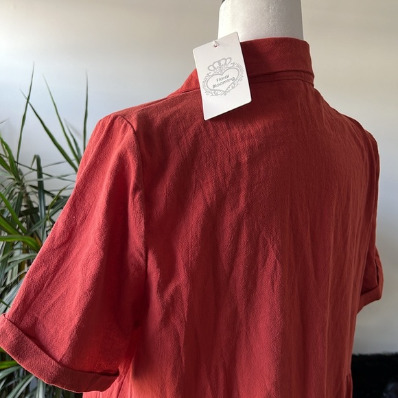 🚨SOLD🚨Beautiful Ladies Tiered Short-Sleeve Button-Front Dress Size XXL NWT - Picture 7 of 9